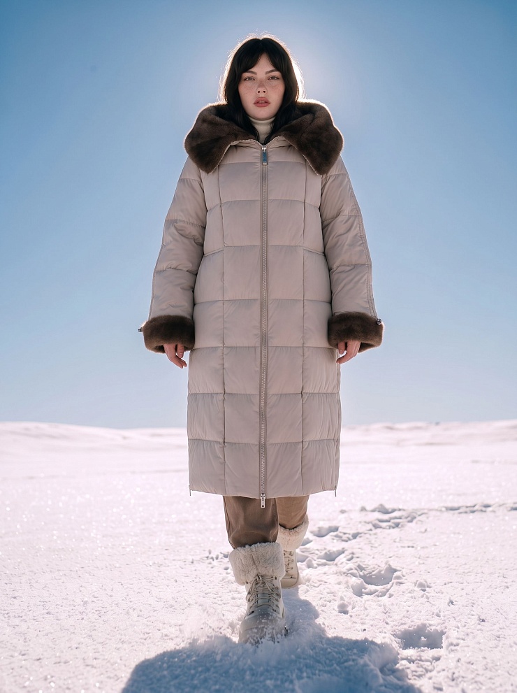 Пуховик женский зимний LAWINTER, светло-серый, модель 85471