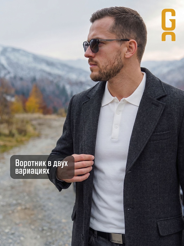 Пальто мужское осеннее GRIZMAN, черно-серое, модель 73132