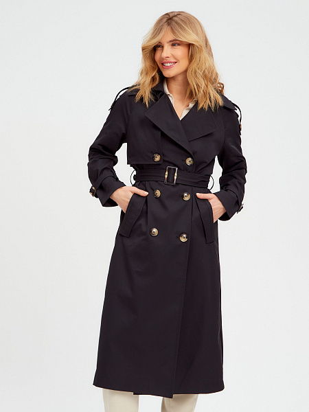 Плащ женский осенний LAWINTER, черный, модель 82997