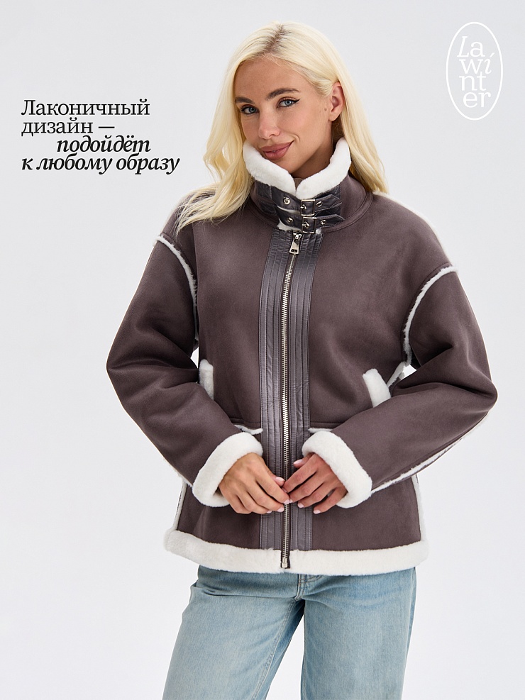 Дубленка женская зимняя LAWINTER, графит, модель 34571