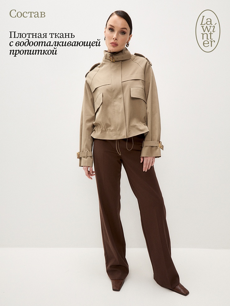 Плащ женский осенний LAWINTER, хаки, модель 83484