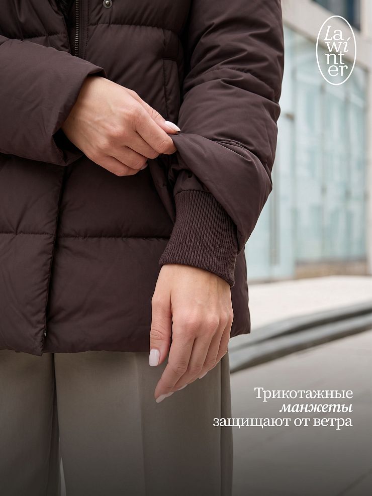Куртка женская зимняя LAWINTER, коричневая, модель 84739