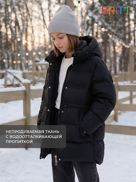 Куртка для девочки зимняя BRITT, черная, модель 65394