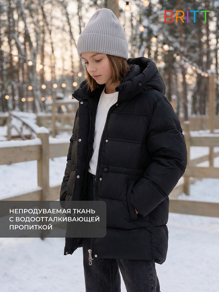 Куртка для девочки зимняя BRITT, черная, модель 65394