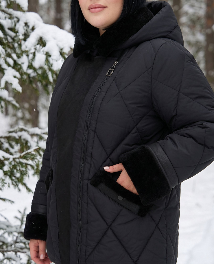 Куртка женская зимняя LAWINTER, черная, модель 8535
