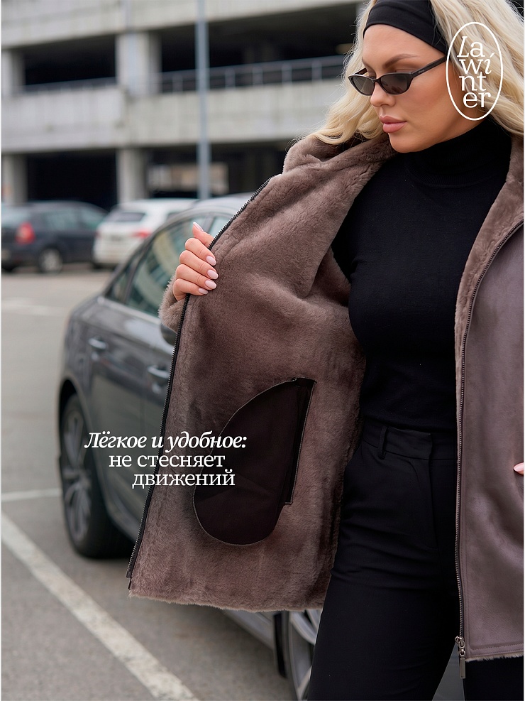 Дубленка женская зимняя LAWINTER, капучино, модель 35482