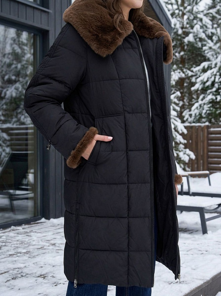 Пуховик женский зимний LAWINTER, черный, модель 85471