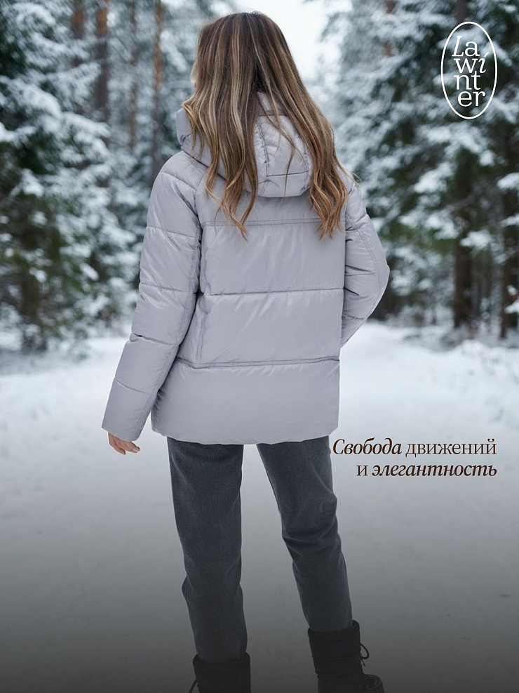 Куртка женская зимняя LAWINTER, серо-голубая, модель 85221